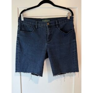 Lauren Ralph Lauren Denim Bermuda Shorts Womens 12 Dark Wash Stretch Raw Hem
